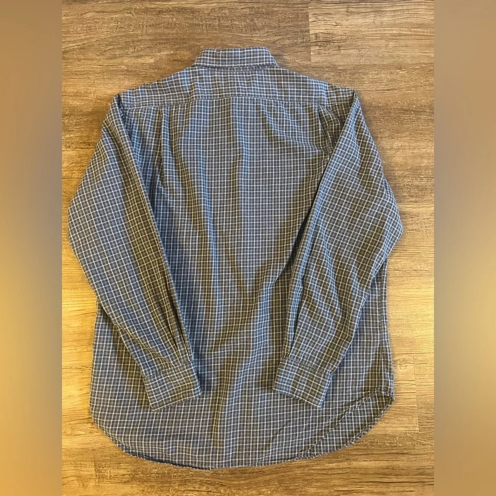 Vtg Polo Ralph Lauren Mens Shirt Large Blue Plaid Stanton‎ Classic Fit B1